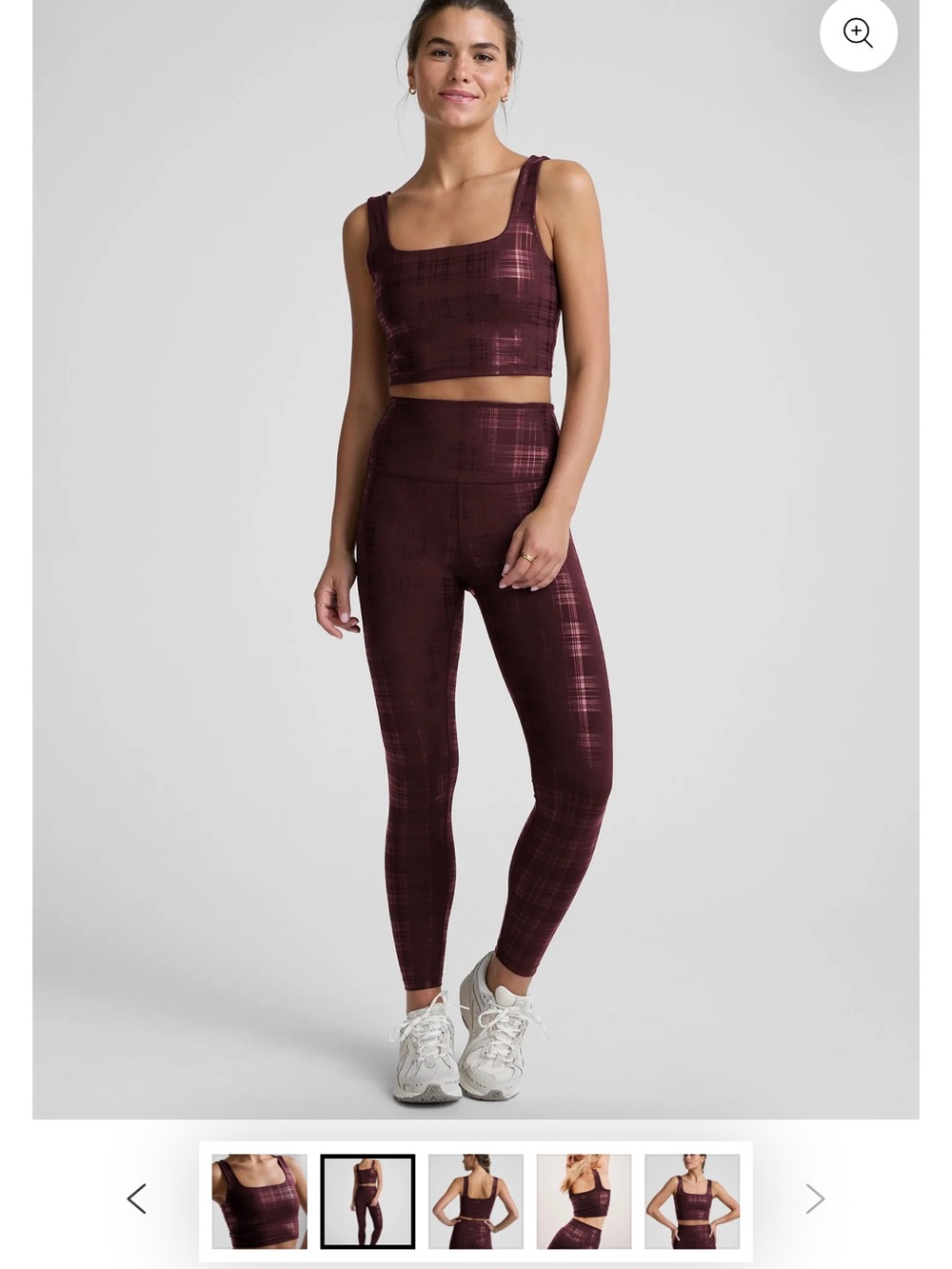Beyond Yoga Burgundy Plaid High-Rise Leggings & Crop Top Set